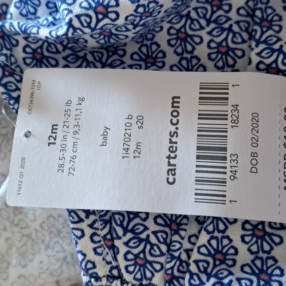 Carters girls 12 months romper blue & white - Picture 5 of 6